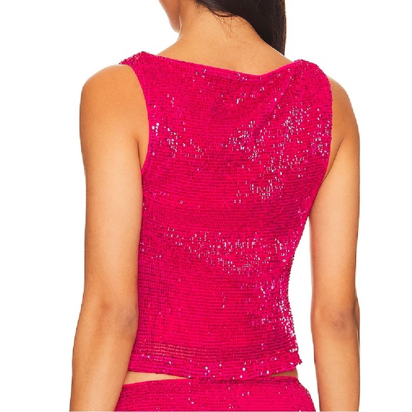Lovers and Friends Selma Top in Magenta Pink (Sequins), Perfect for NYE - Picture 4 of 4